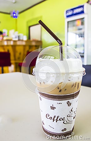 Ice Late Coffee on the table Stock Photo