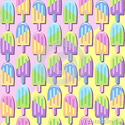 Ice Lollipops Popsicles Summer Punchy Pastels Colors Pattern Vector Illustration