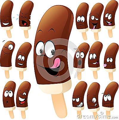 Ice lolly cartoon with many facial expression Vector Illustration