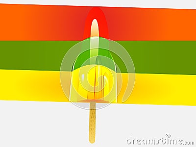 Ice lolly on rainbow panel Stock Photo