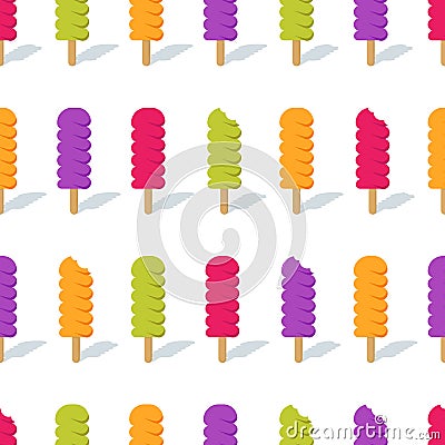 Ice lolly seamless vector background. Vector summer pattern with ice cream. Vector Illustration