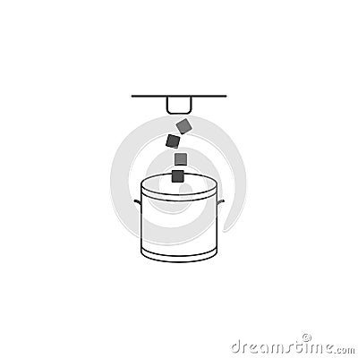 Ice maker machine line icon. Ice cubes and bucket. Vector Vector Illustration