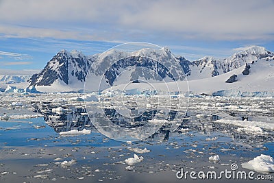 Ice melting in Antarctic mountains Stock Photo