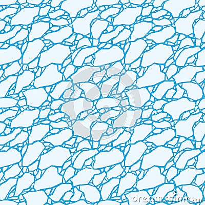 Ice melting texture. Seamless pattern with cracked white polygonal forms on a blue background. Vector. Vector Illustration