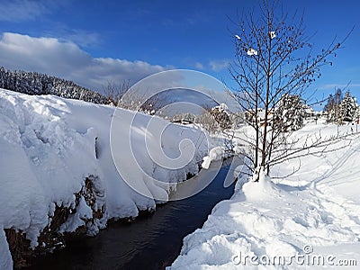 Ice, morning, reflection, snow Stock Photo