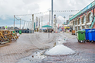 The ice mound on Brighton promenade Editorial Stock Photo