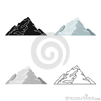 Ice mountain covered with snow.A mountain for skiing.Different mountains single icon in cartoon style vector symbol Vector Illustration