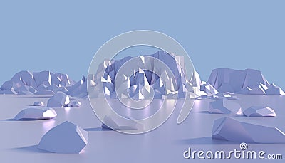 Ice mountains. 3D render Stock Photo