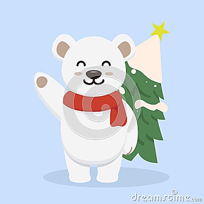 Ice polar bear Christmas mascot design illustration Vector Illustration