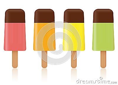 Ice Pops Chocolate Fruit Flavor Vector Illustration