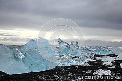 Ice rocks on Diamond beach in Iceland Stock Photo