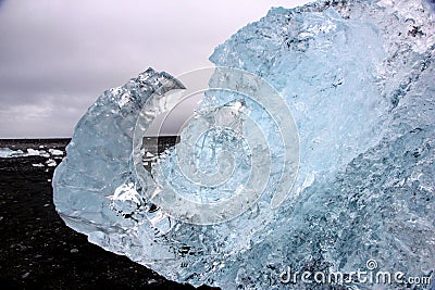 Ice rocks on Diamond beach in Iceland Stock Photo