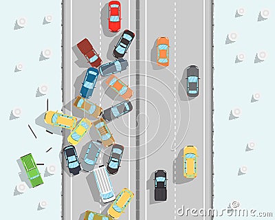 Ice on the road Vector Illustration