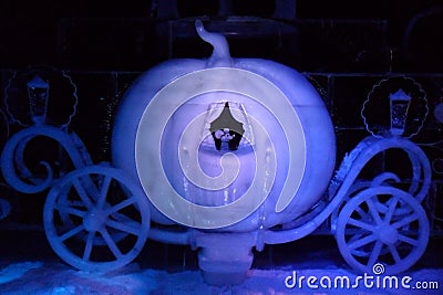 Ice sculpture of Disney Cinderella cartoon Editorial Stock Photo