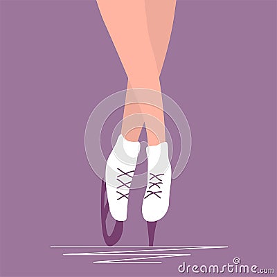 A young woman is skating on ice Vector Illustration
