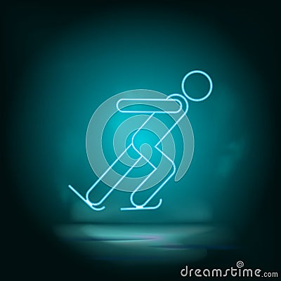 Ice skating athlete blue neon icon. Simple element illustration from map and navigation concept. Ice skating athlete blue Cartoon Illustration