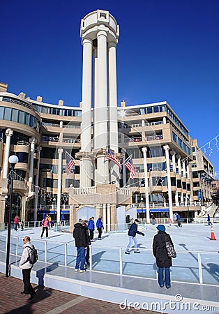 Ice Skating Georgetown Waterfront DC Editorial Stock Photo