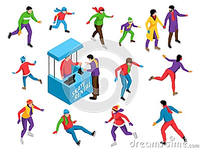 Ice Skating Set Vector Illustration