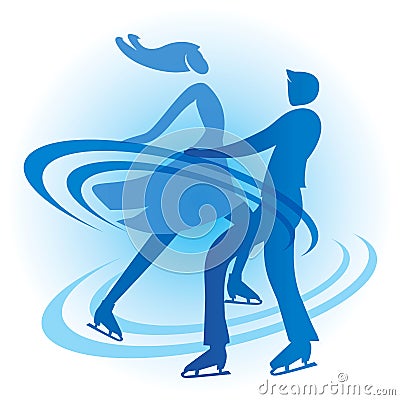 Ice Skating Skaters couple. Vector Illustration