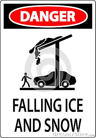 Ice and Snow Danger Sign Caution - Falling Ice And Snow Sign Vector Illustration