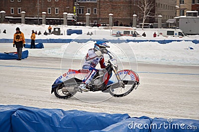 Ice speedway turnabout on the rear wheel Editorial Stock Photo