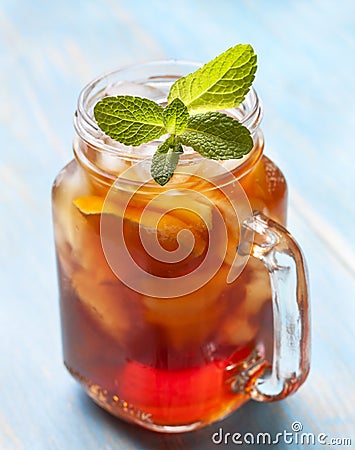 Ice tea with mint and lemon Stock Photo