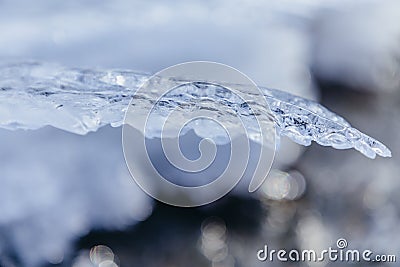 Ice texture, interesting frozen lake patterns, naturally created forms. Stock Photo