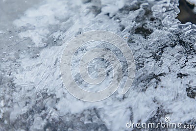 Ice texture, interesting frozen lake patterns, naturally created forms. Stock Photo