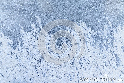 Ice texture, interesting frozen lake patterns, naturally created forms. Stock Photo