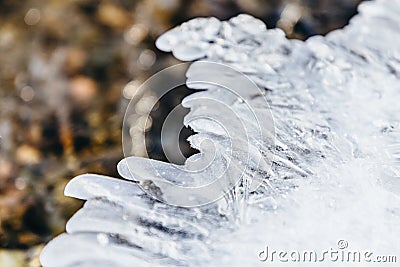 Ice texture, interesting frozen lake patterns, naturally created forms. Stock Photo