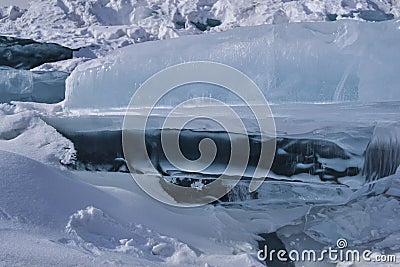 Ice texture, snow, Arctic, icy light, frost, ice in snow Stock Photo