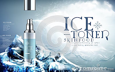 Ice toner ad light blue Vector Illustration