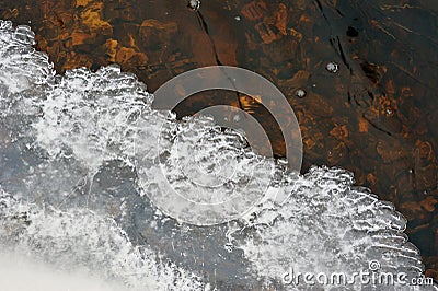 Ice and water flow Stock Photo