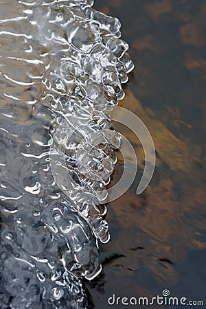 Ice and water flow Stock Photo