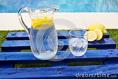 Ice water with lemon or lemonade very refreshing in summer Stock Photo