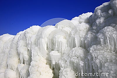 Ice waterfall, natural landscape in winter Stock Photo