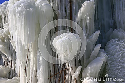 Ice waterfall, natural landscape in winter Stock Photo