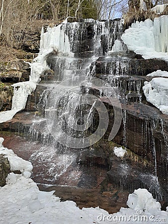 Ice waterfall Tupavica near village Dojkinci , Serbia Stock Photo