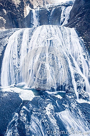 Ice waterfall in winter season Fukuroda Falls Stock Photo