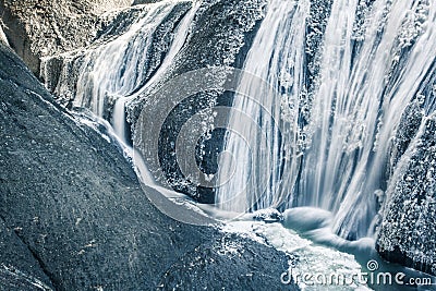 Ice waterfall in winter season Fukuroda Falls Stock Photo