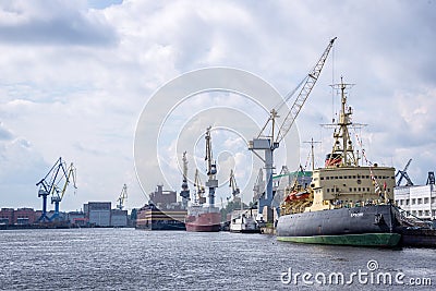 Icebeaker Krasin, on the Neva river in St Pertersburg, Russia Editorial Stock Photo