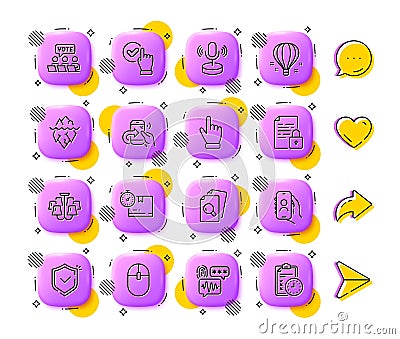 Iceberg, Computer mouse and Microphone line icons. For web app, printing. App 3d buttons icons. Vector Vector Illustration