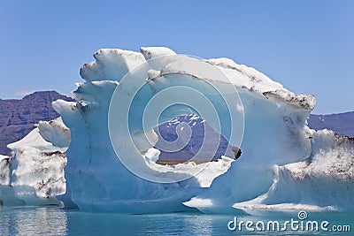 Iceberg Floating on Jokulsarlon Lagoon, Iceland Stock Photo