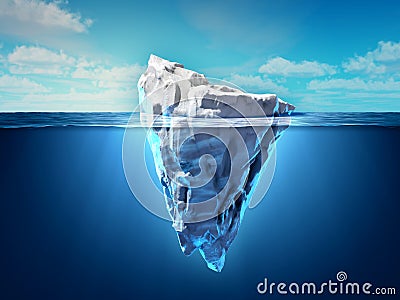 Iceberg floating in the ocean Cartoon Illustration