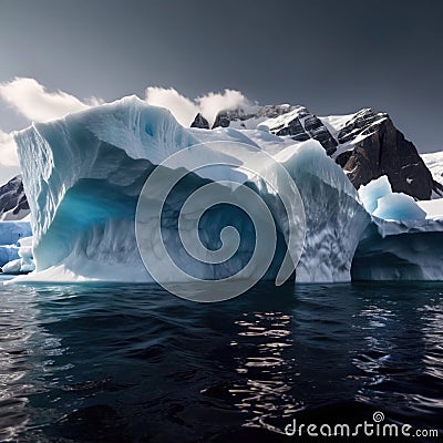 Iceberg, frozen ice on sea, showing hidden risk and danger Stock Photo