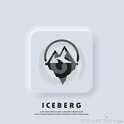 Iceberg geometric logo. Iceberg icon. Vector. UI icon. Snow mountain in the ocean. Abstract mountain ice peak. Neumorphic UI UX Vector Illustration