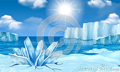 Iceberg Glacier Realistic Vector Illustration