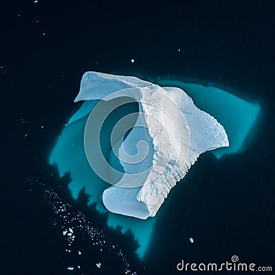 Iceberg in Greenland. Top view. Shape undrwater. Stock Photo