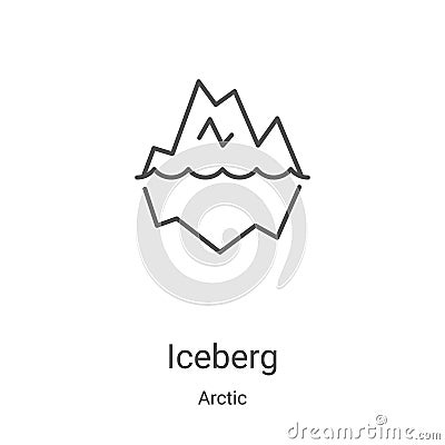 iceberg icon vector from arctic collection. Thin line iceberg outline icon vector illustration. Linear symbol for use on web and Vector Illustration