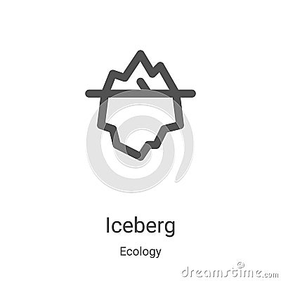 iceberg icon vector from ecology collection. Thin line iceberg outline icon vector illustration. Linear symbol for use on web and Vector Illustration